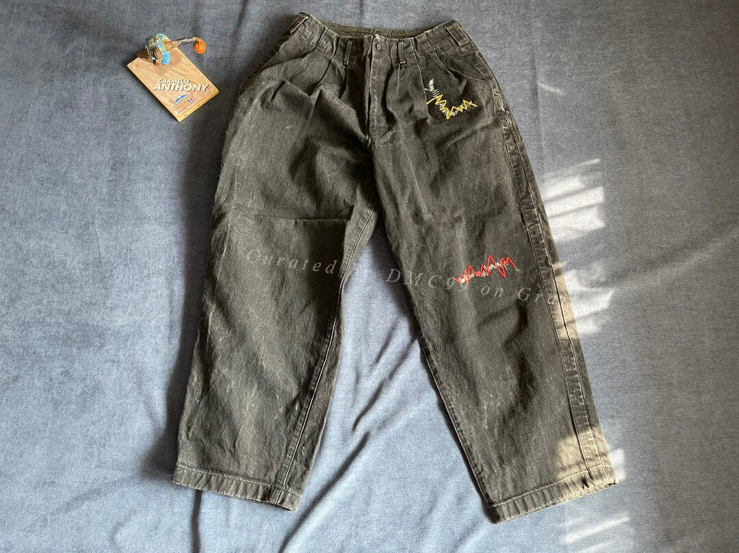 Yohji Yamamoto Washed Embroidered Harem Jeans