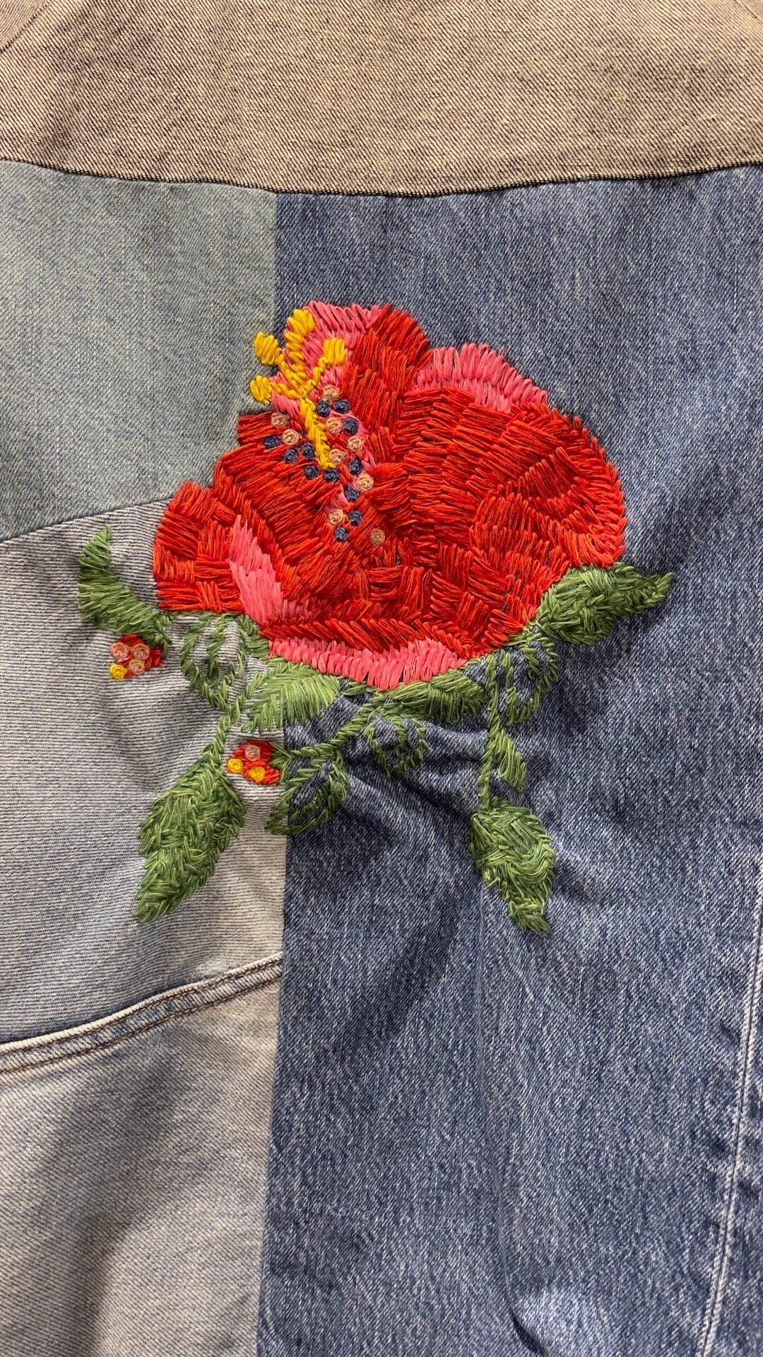 KAPITAL KOUNTRY Embroidered Patchwork Denim Jacket