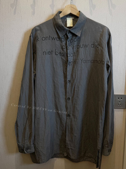 Yohji Yamamoto 2000 SS German Text Shirt