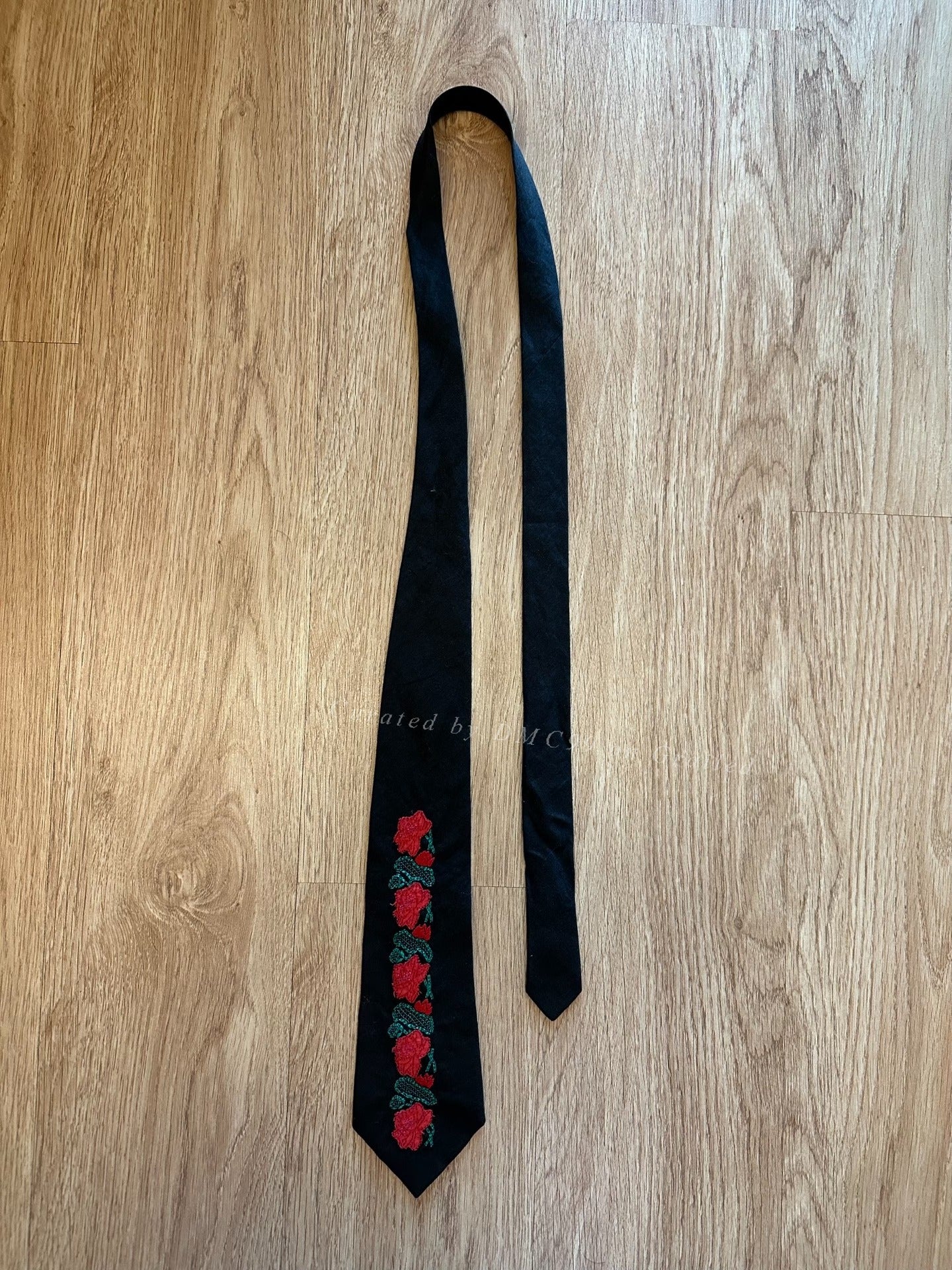 Yohji Yamamoto 98ss Rose Embroidery Wool Tie