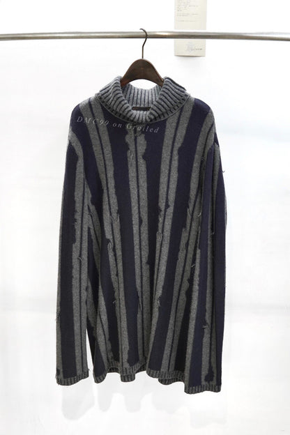 Ziggy Chen A/W 2016 Distressed Stripe Cashmere Sweater
