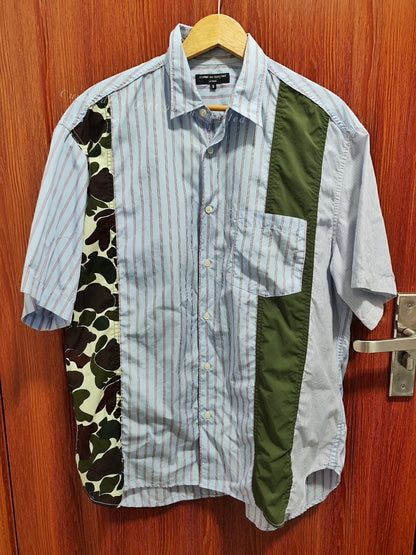 Comme Des Garcons Homme Camo Patchwork Short-Sleeve Shirt