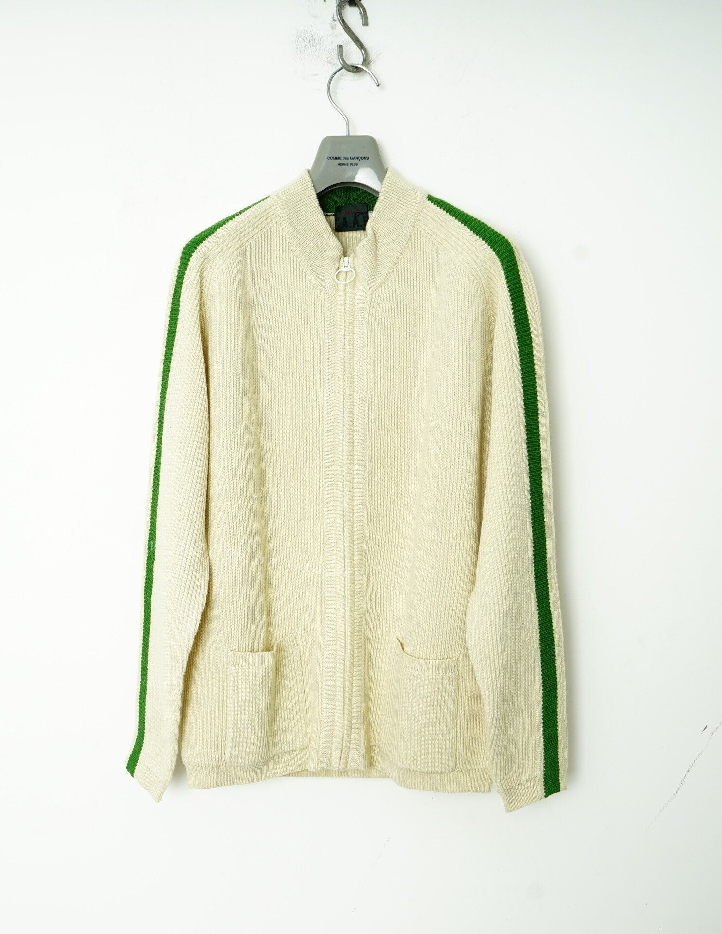 Yohji Yamamoto Green White Knit Sweater