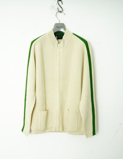 Yohji Yamamoto Green White Knit Sweater