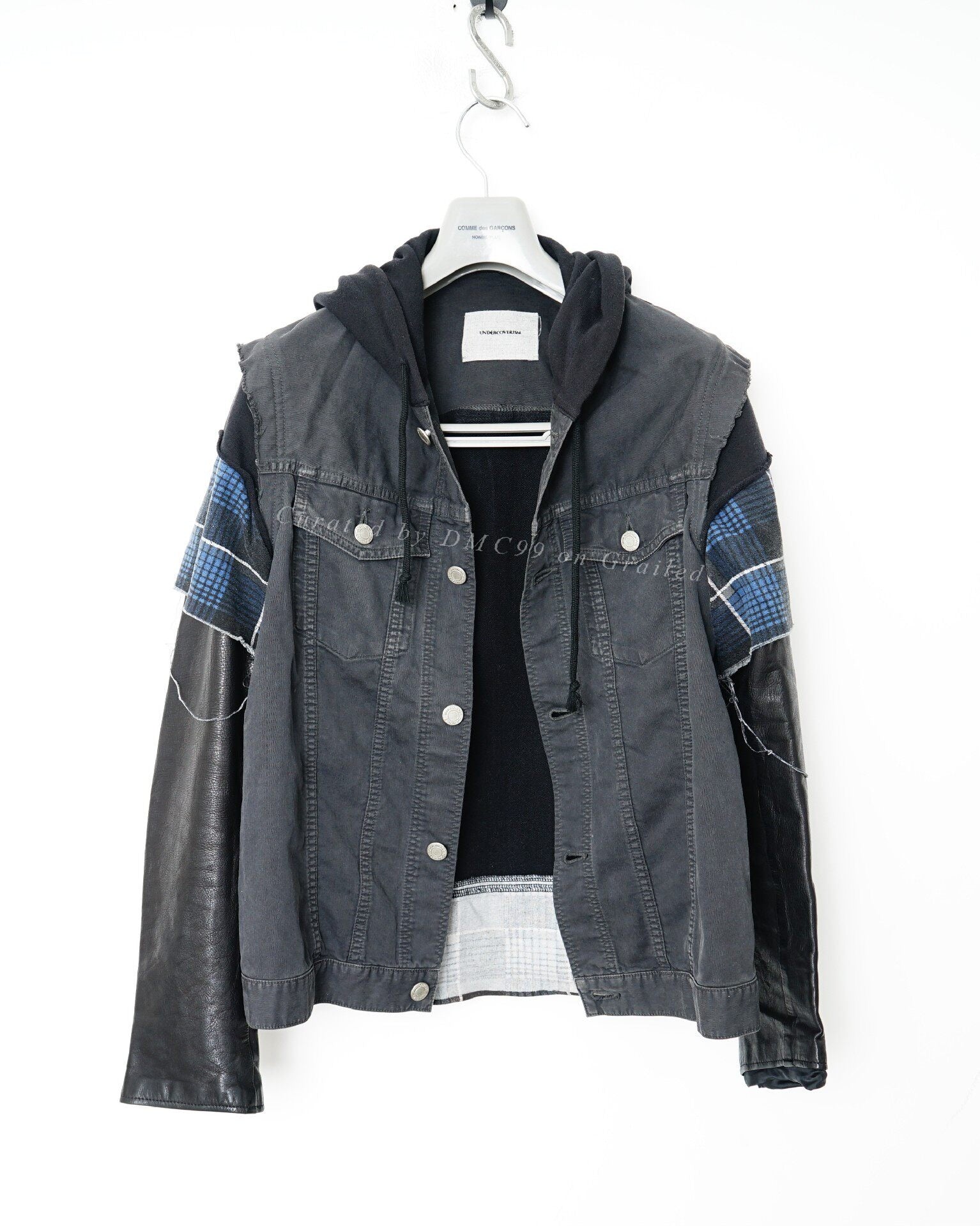 Undercover Leather Sleeve Denim Jacket