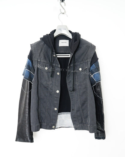 Undercover Leather Sleeve Denim Jacket