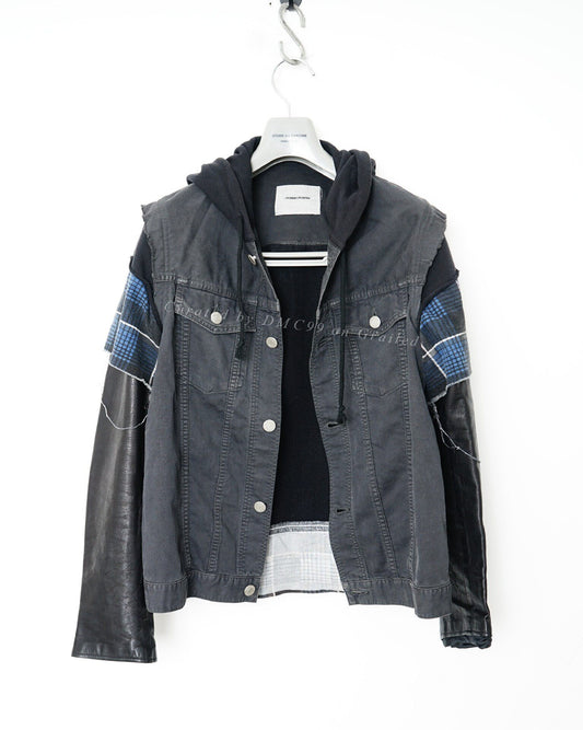 Undercover Leather Sleeve Denim Jacket
