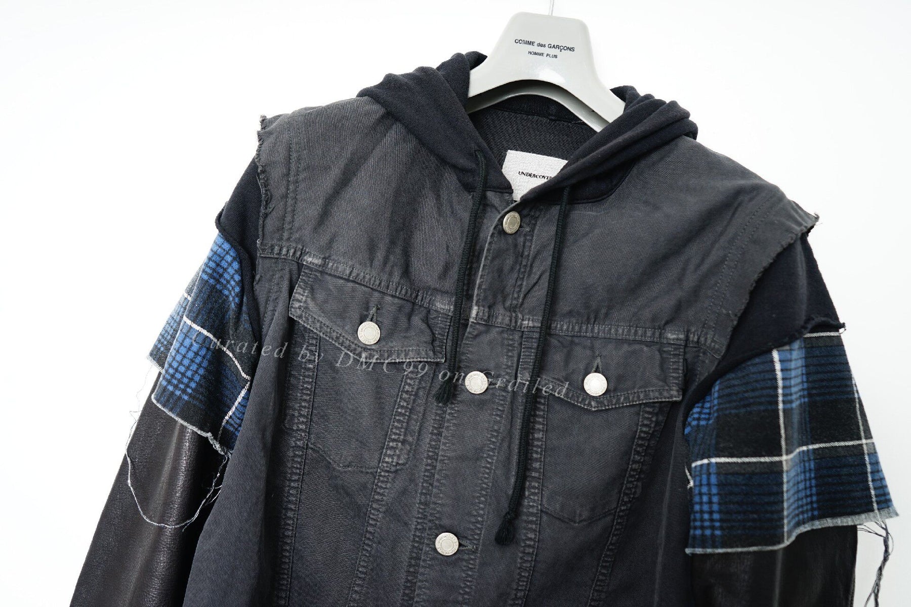 Undercover Leather Sleeve Denim Jacket