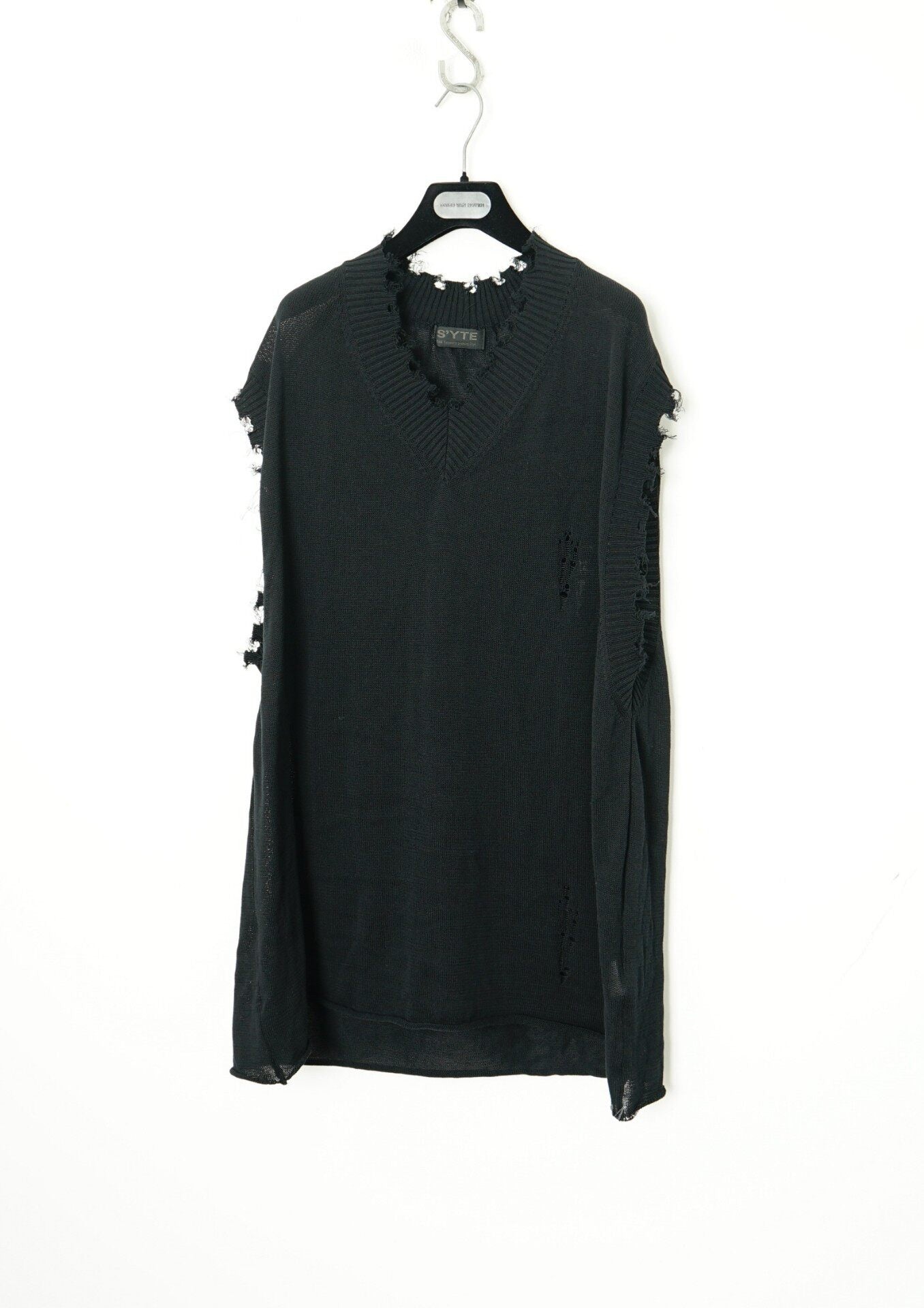Yohji Yamamoto Loose Distressed V-Neck Knit