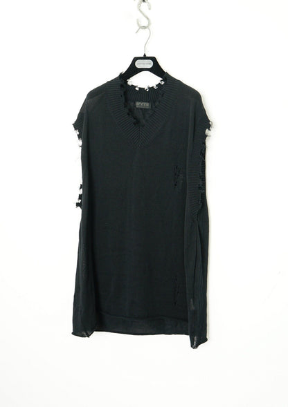 Yohji Yamamoto Loose Distressed V-Neck Knit