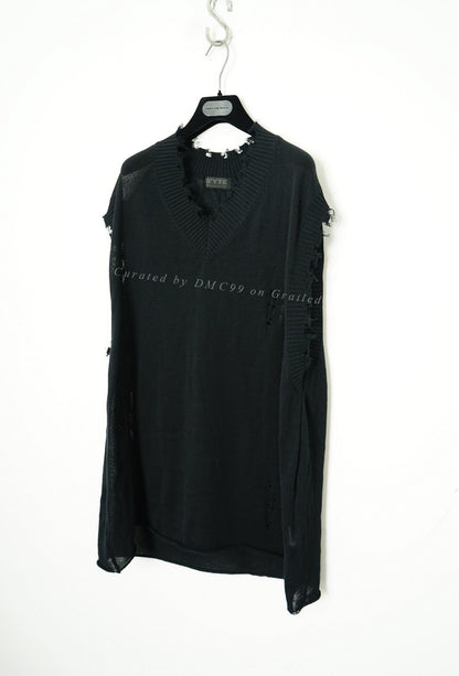 Yohji Yamamoto Loose Distressed V-Neck Knit