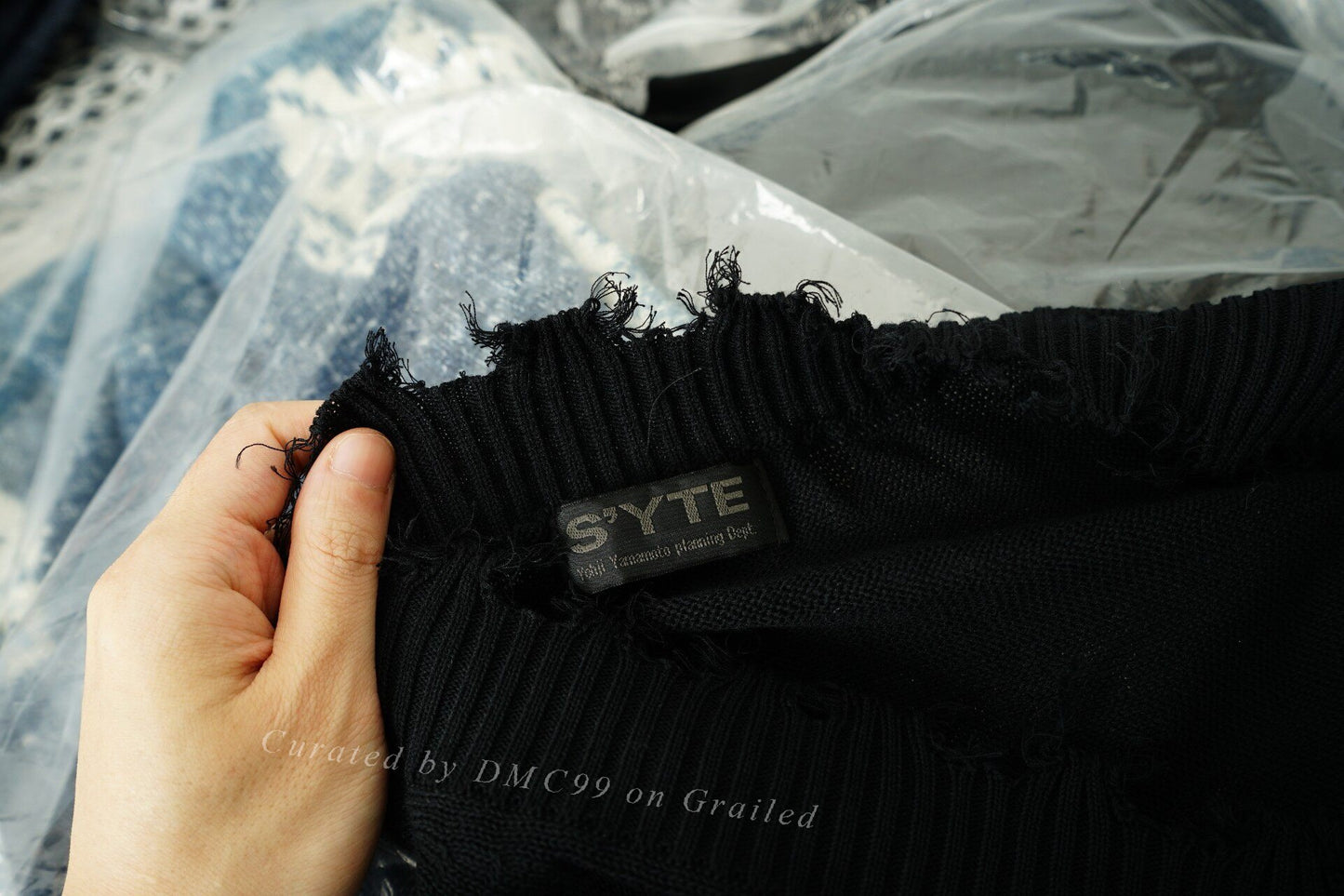 Yohji Yamamoto Loose Distressed V-Neck Knit