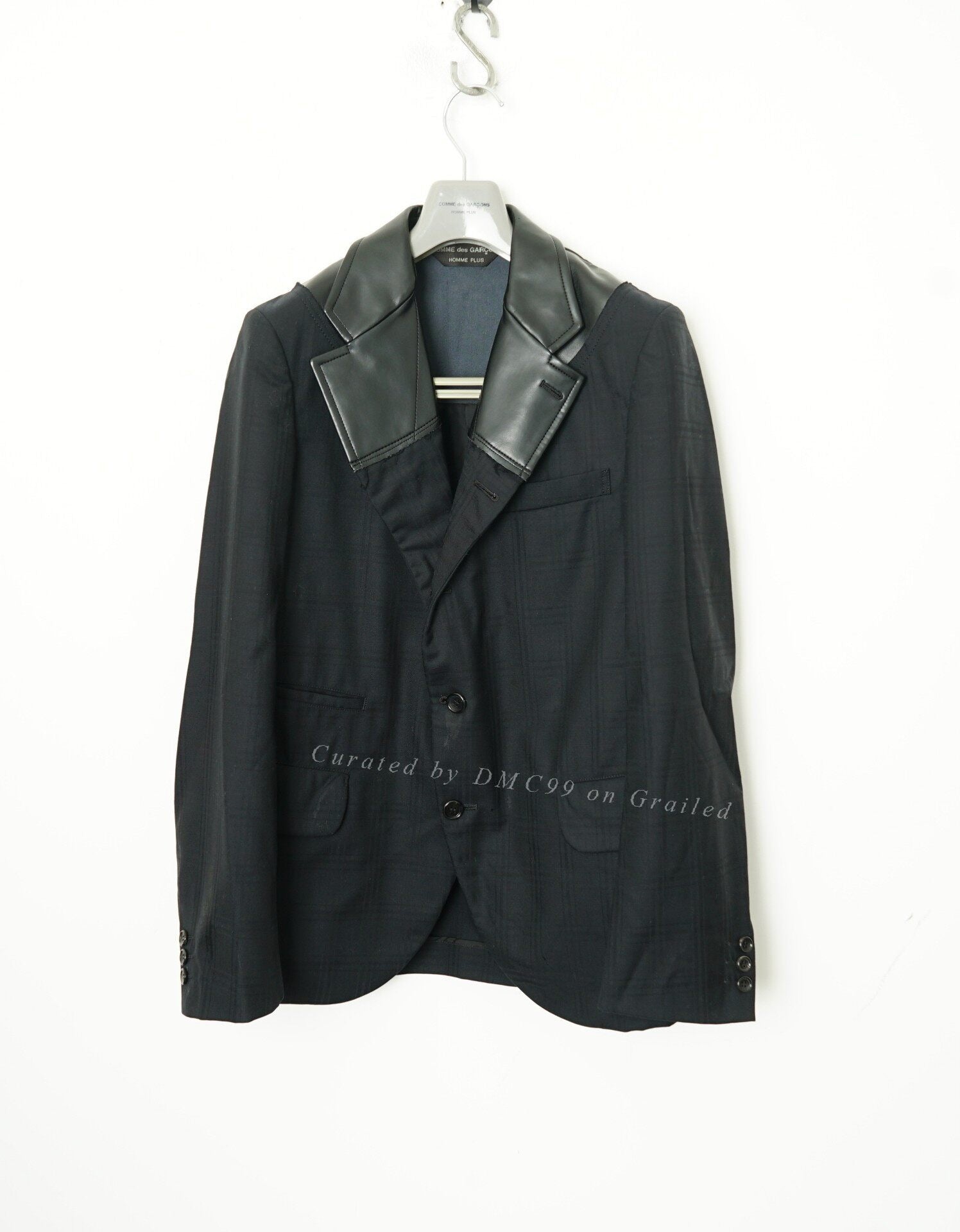 Comme des Garcons Leather Collar Spliced Blazer