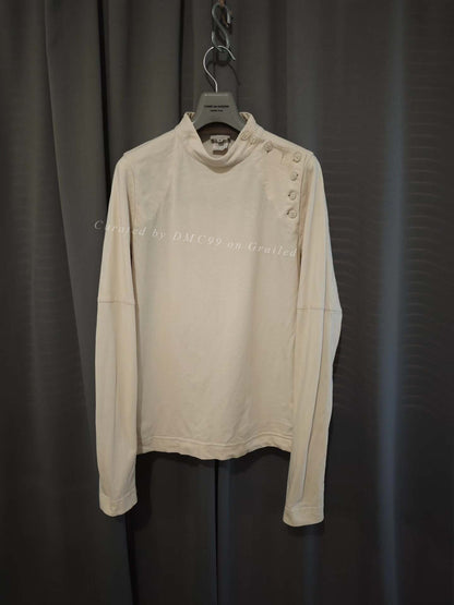Dries Van Noten Button Mock Neck Tailored Sweatshirt