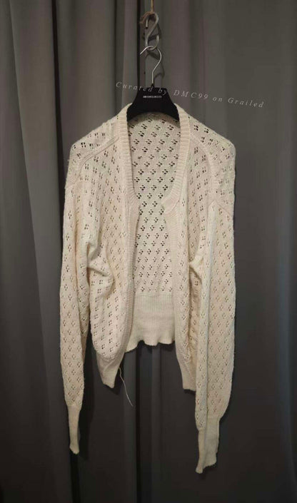 Masu Wool Knit Hollow Loose Cardigan