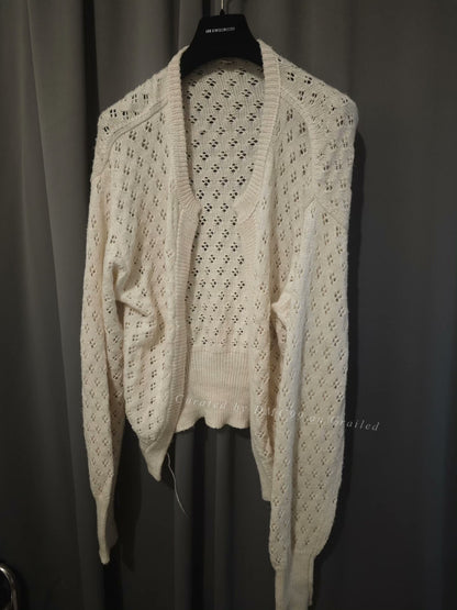 Masu Wool Knit Hollow Loose Cardigan