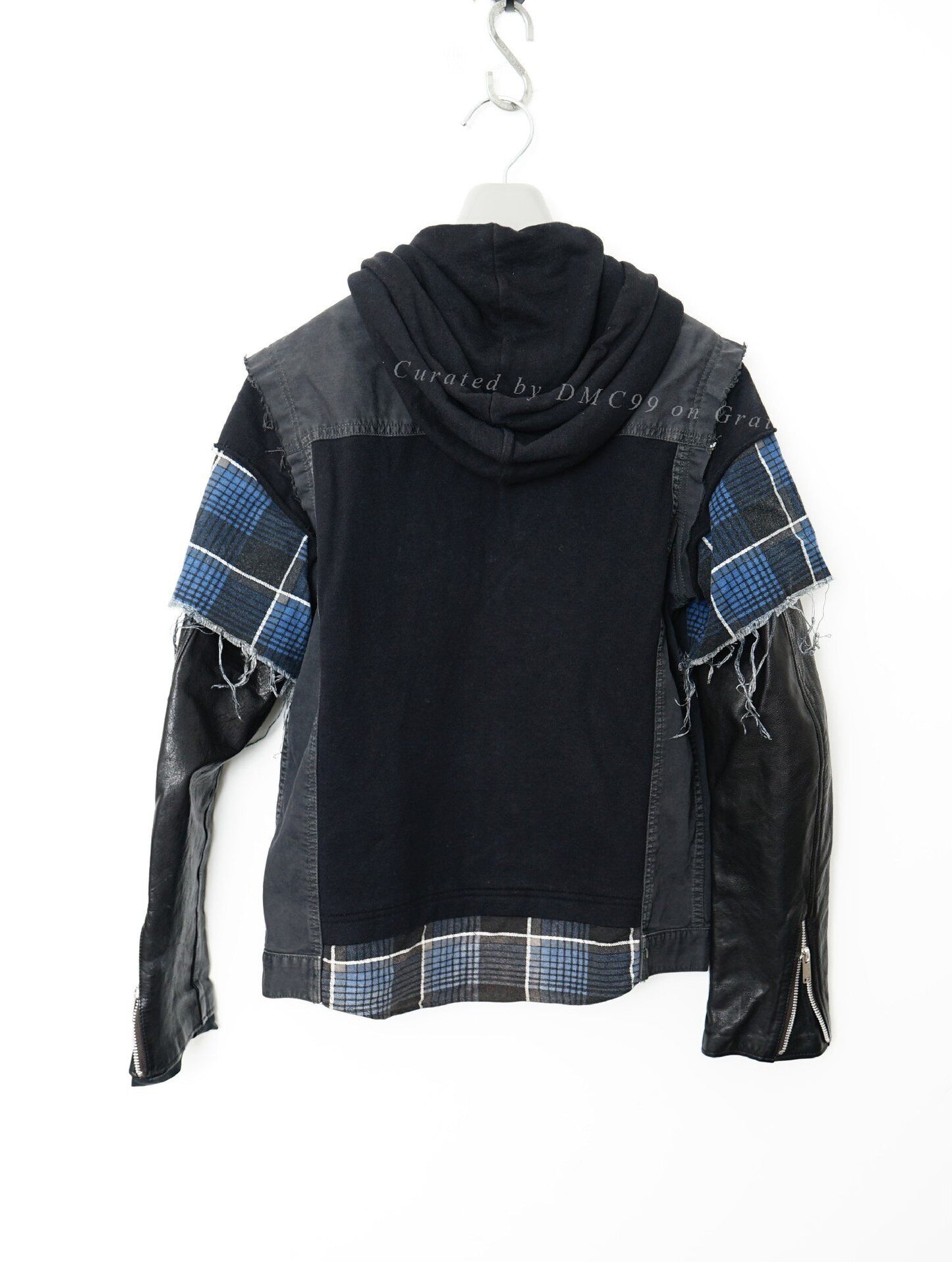 Undercover Patchwork Leather Sleeve Denim Jacket