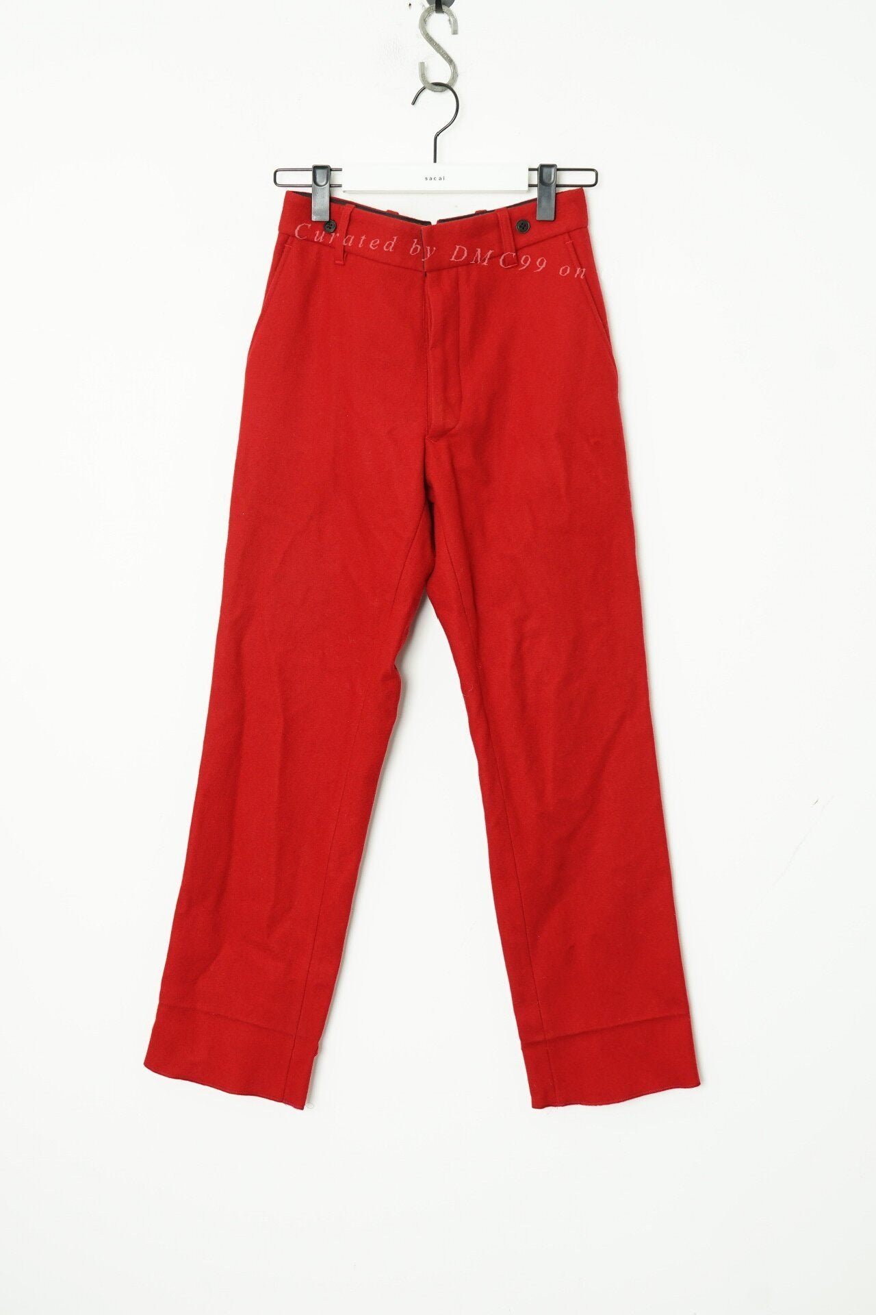 Dries Van Noten Wool Red Straight-Leg Pants