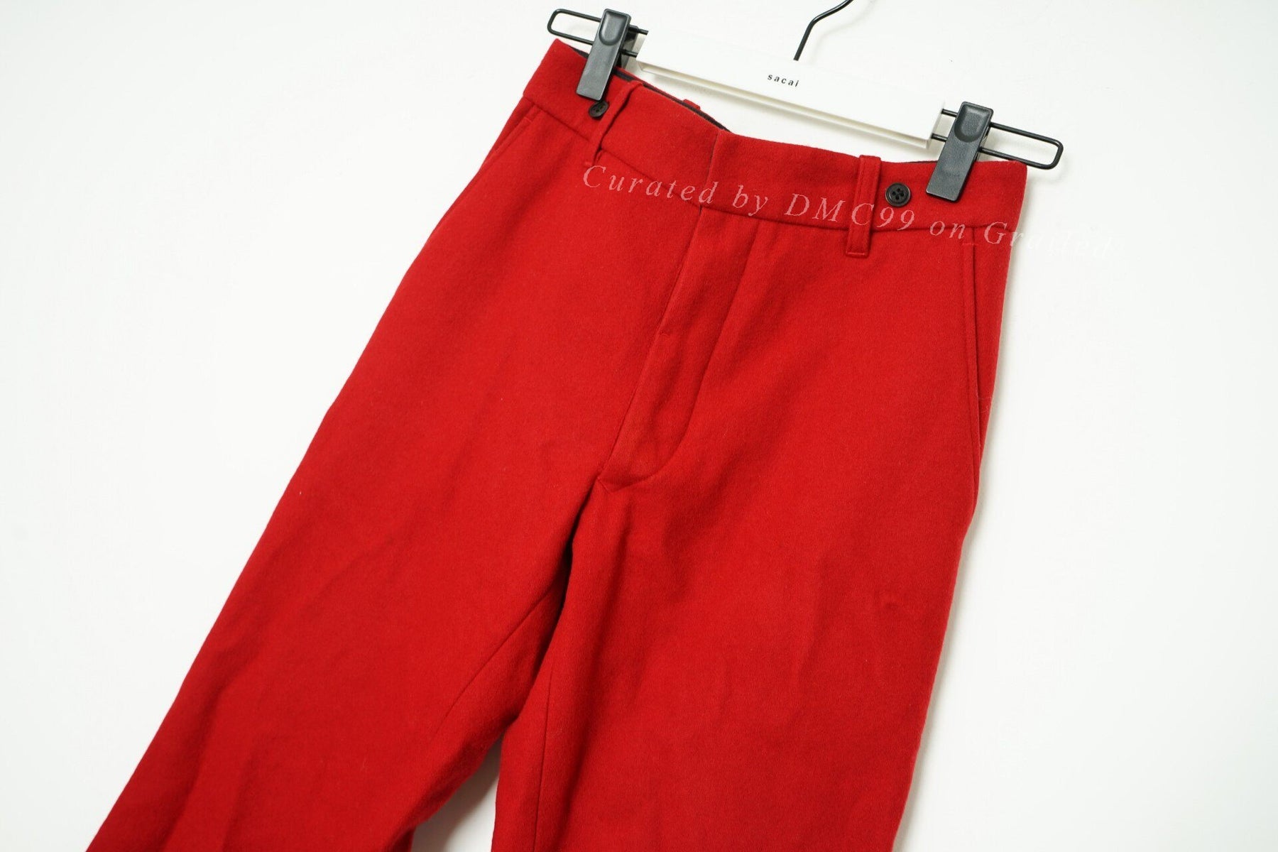 Dries Van Noten Wool Red Straight-Leg Pants