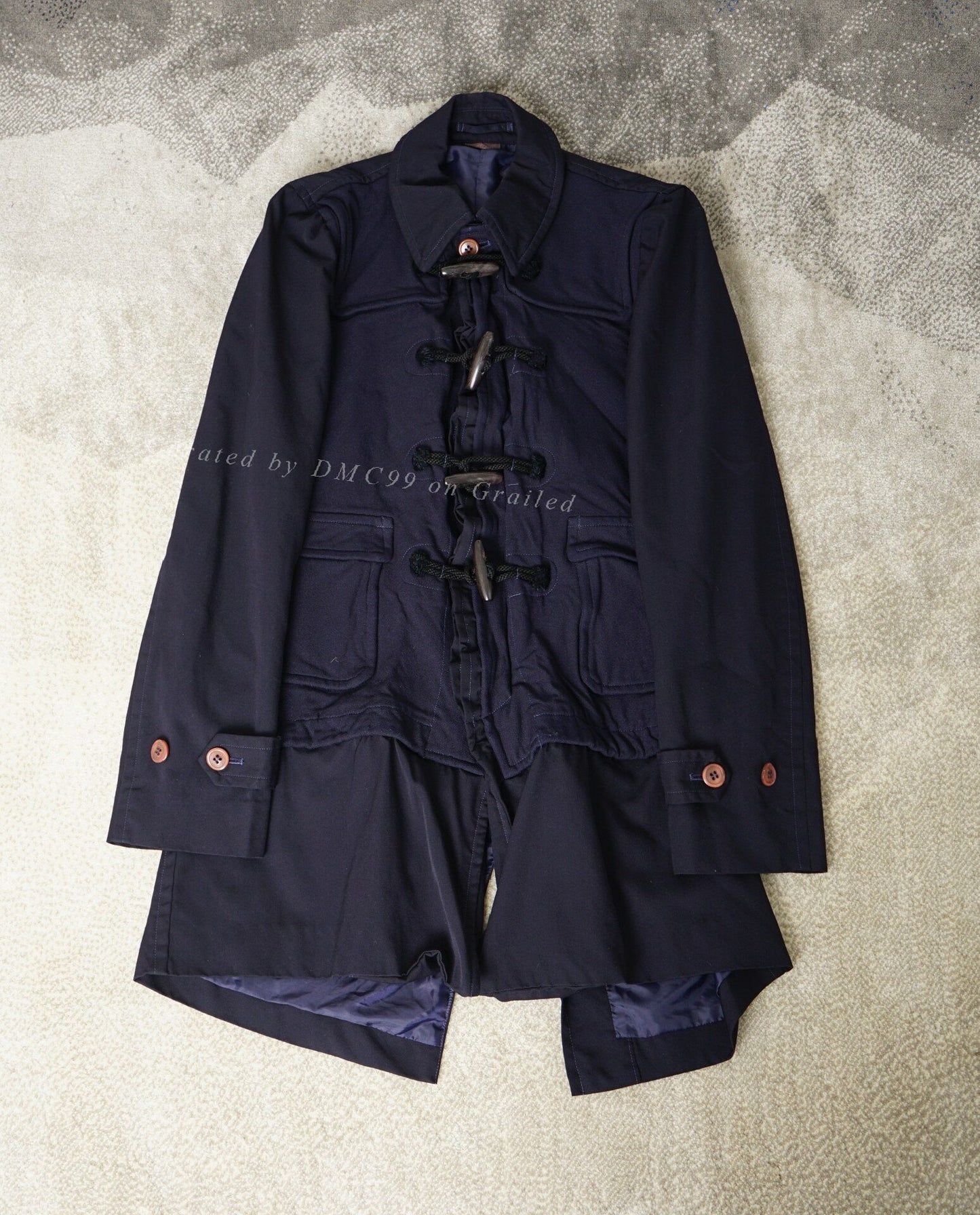 Comme des Garçons Pleated Front Claw Button Coat