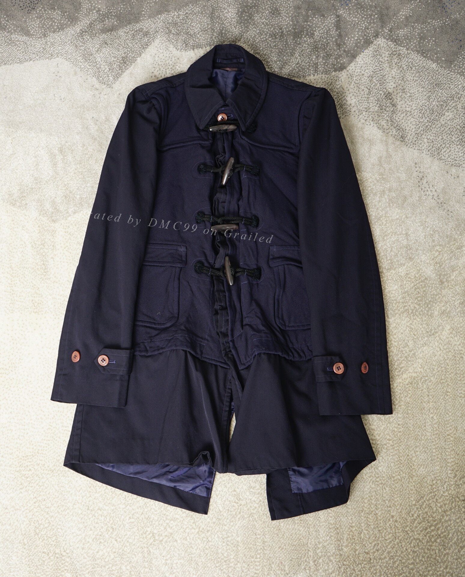 Comme des Garçons Pleated Front Claw Button Coat