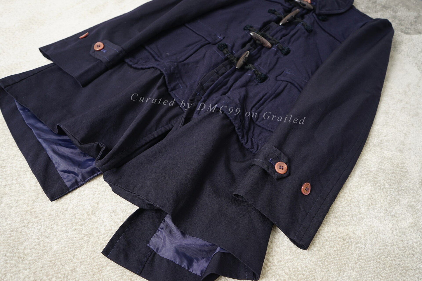 Comme des Garçons Pleated Front Claw Button Coat