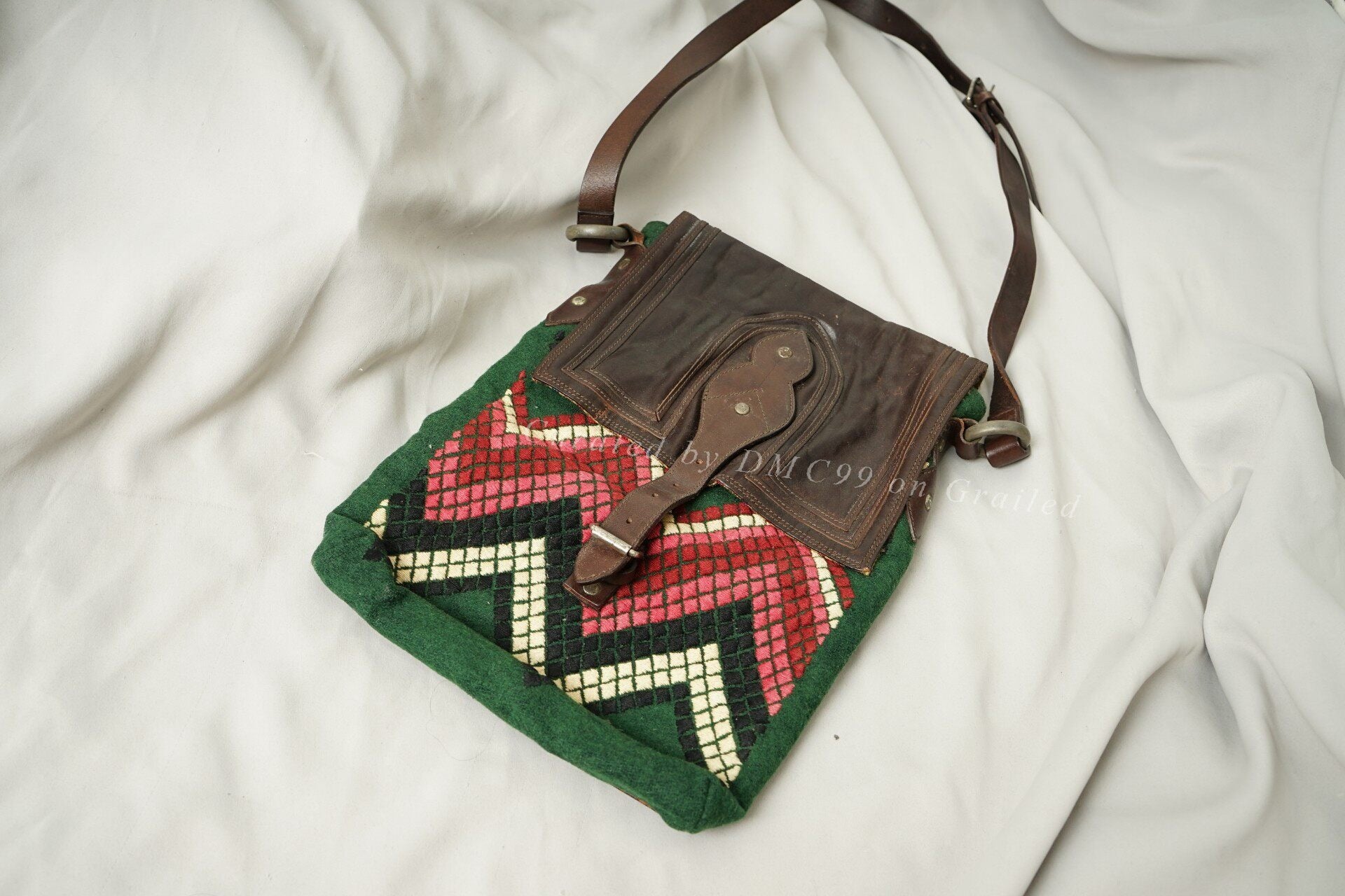 Dries Van Noten Grunge Ethnic Patchwork Shoulder Bag
