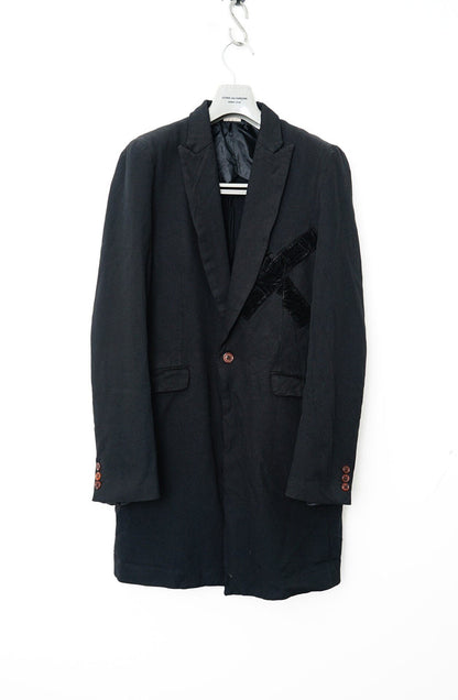 Comme des Garçons Velvet Patchwork Chester Coat
