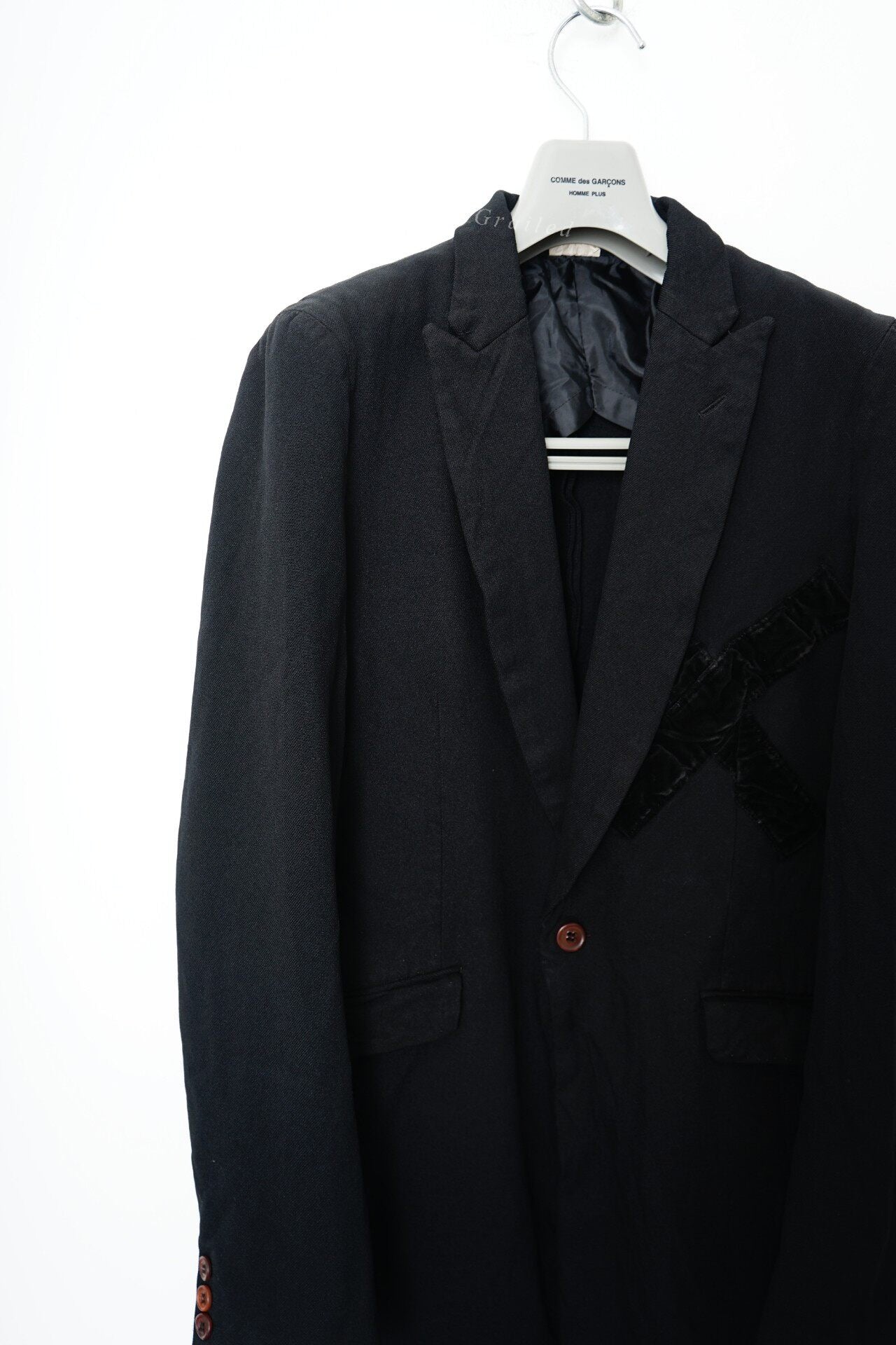 Comme des Garçons Velvet Patchwork Chester Coat
