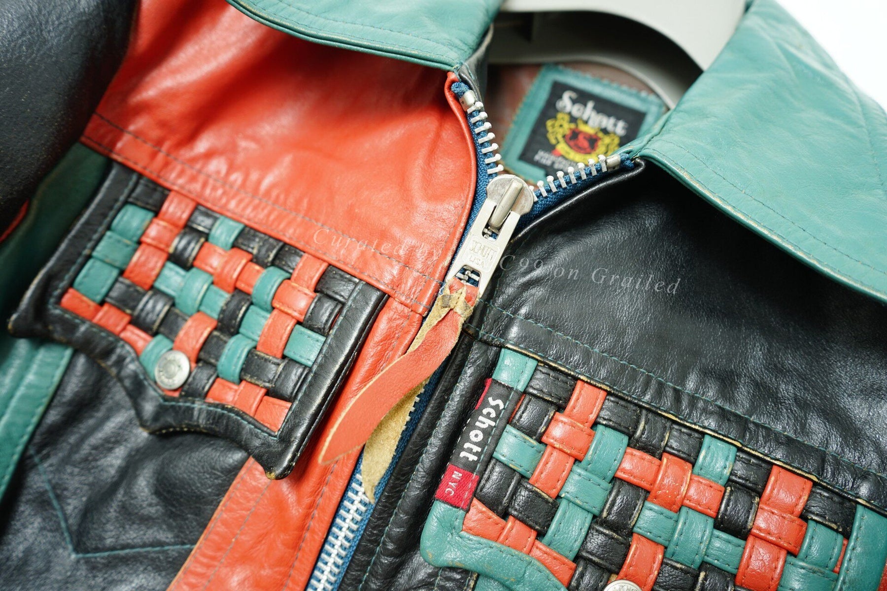 Schott Patchwork Leather Jacket S Size
