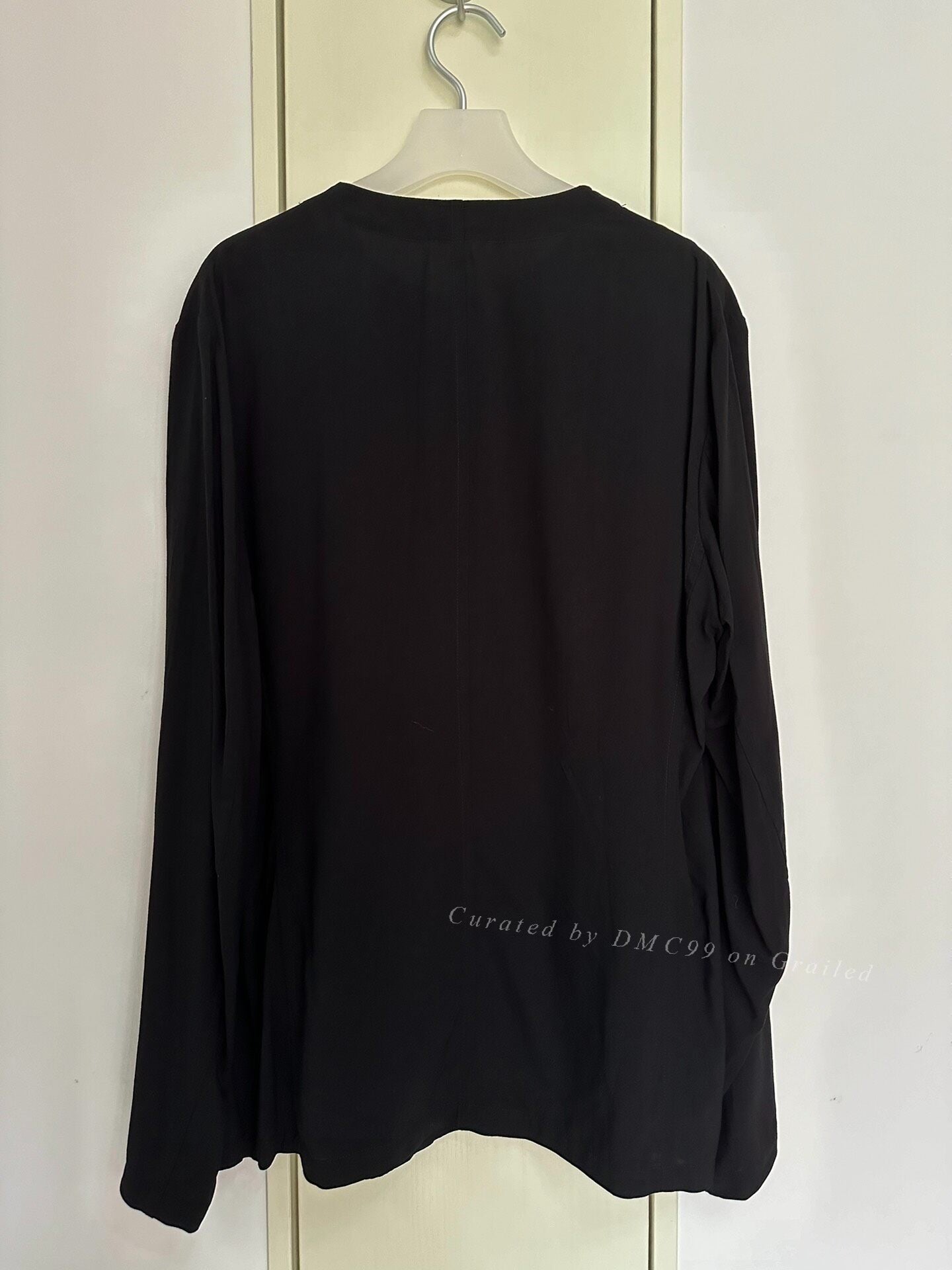 Yohji Yamamoto 20SS Black Collarless Rayon Jacket