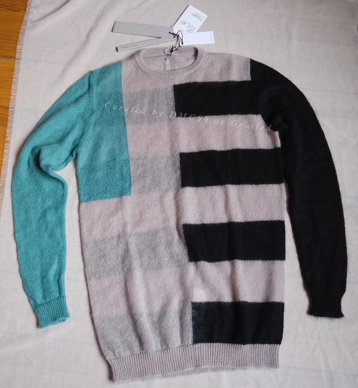Rick Owens Colorblock Mohair Wool Sweater