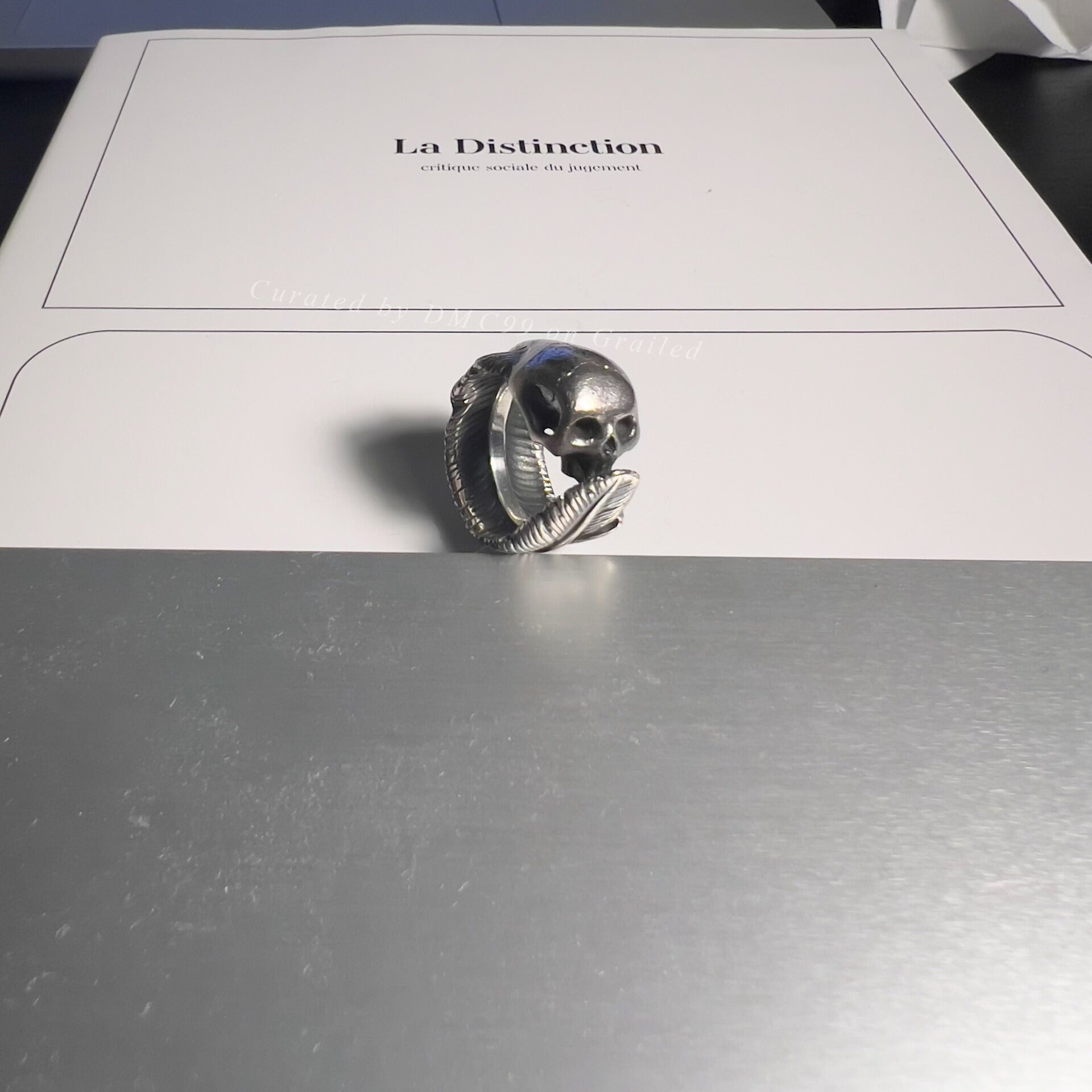Number Nine SS04 Skull Feather Ring