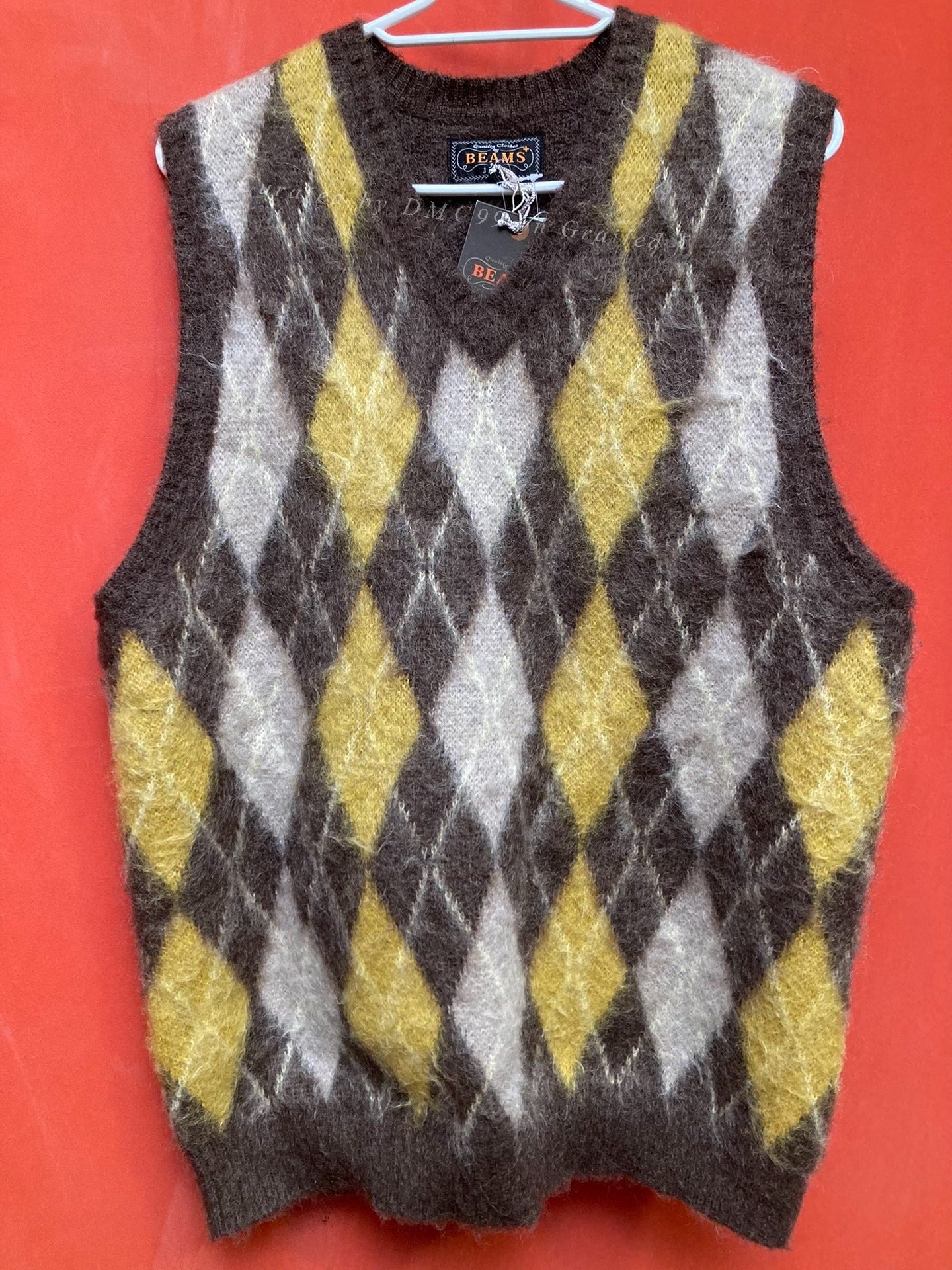 Beams Mohair Wool Blend V-Neck Vest