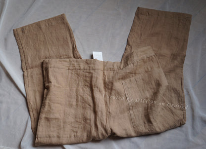 ZEO Men's Linen Wide-Leg Cropped Pants
