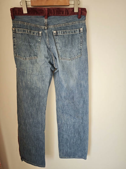 Undercover 02AW Velvet Patchwork Washed Jeans