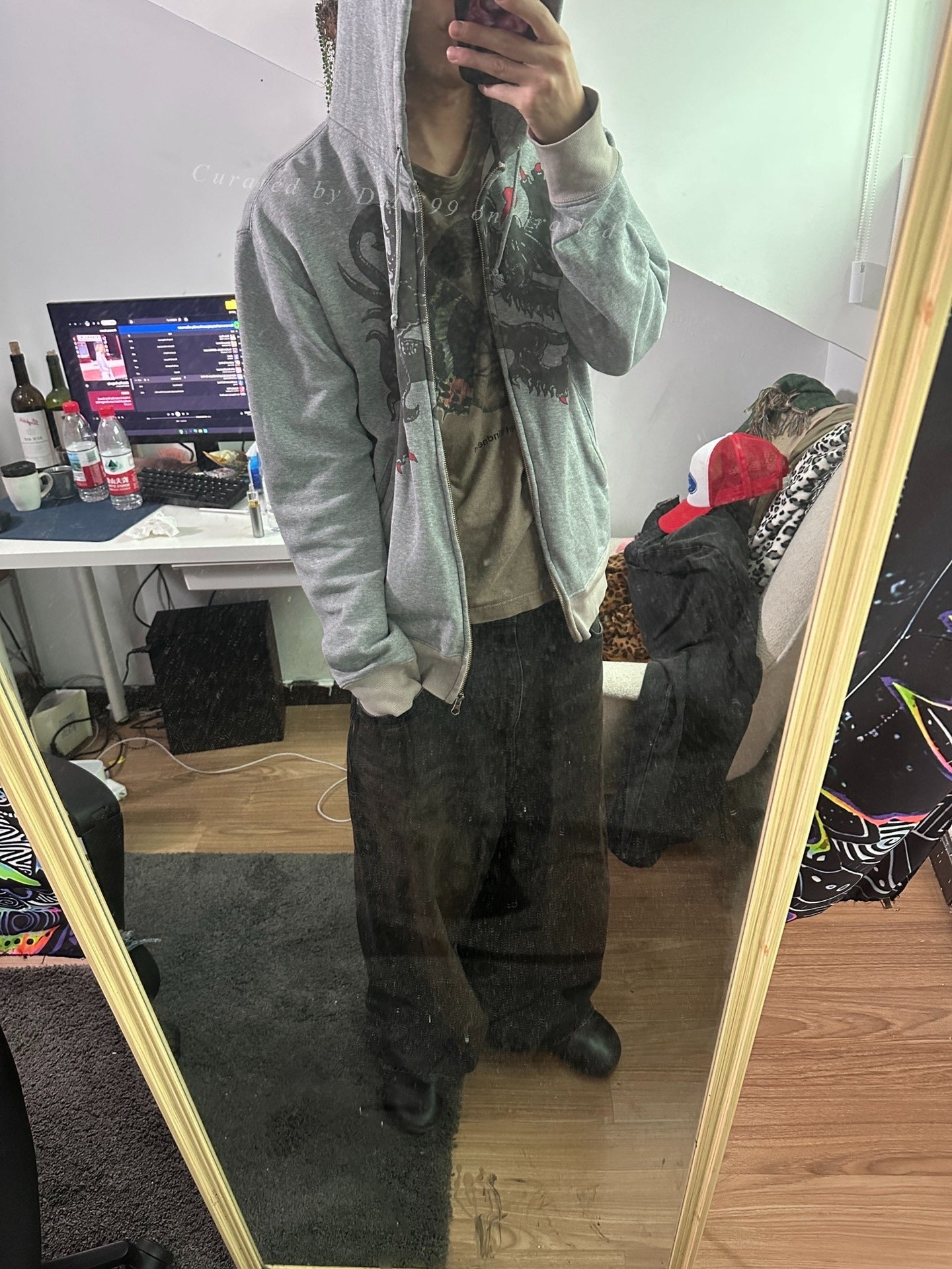 Beams FUTURE ARCHIVE Mud-Dyed Baggy Jeans