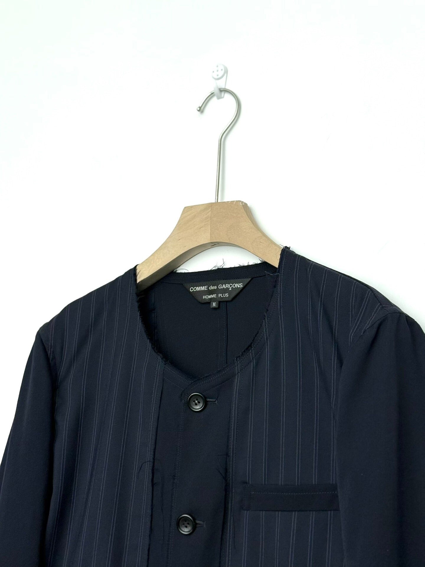 COMME des GARÇONS HOMME PLUS Deconstructed Striped Wool Blazer
