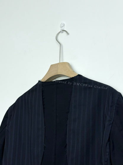 COMME des GARÇONS HOMME PLUS Deconstructed Striped Wool Blazer