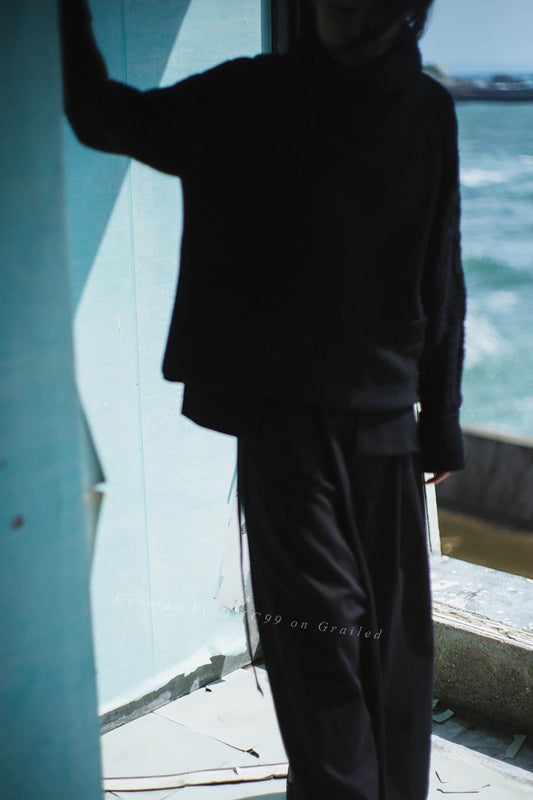 Yohji Yamamoto Turtleneck Cable Knit Sweater