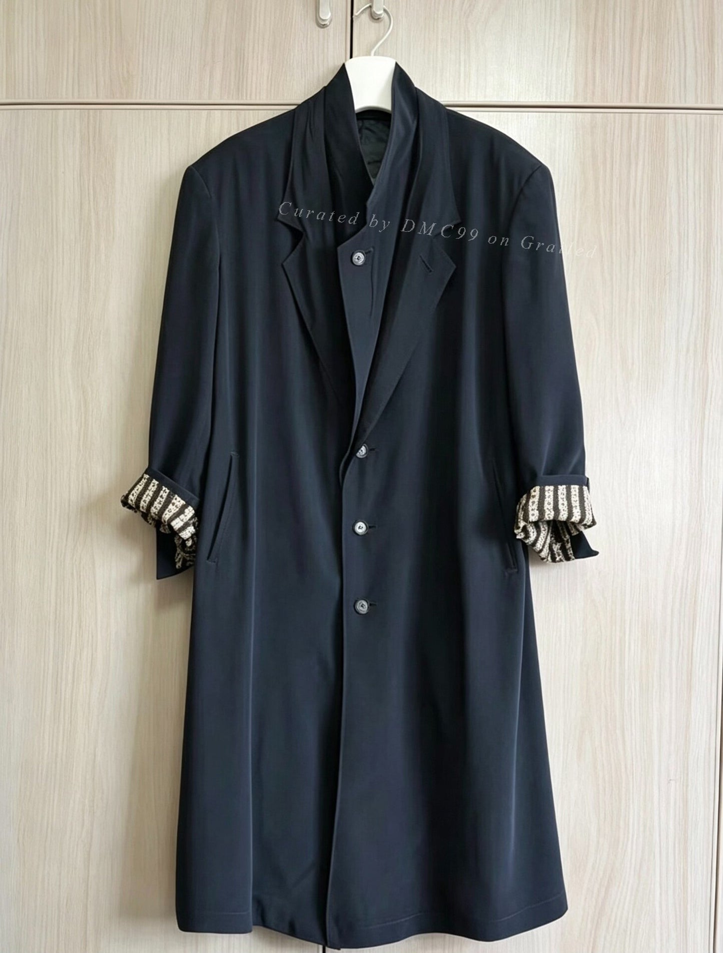 Yohji Yamamoto 23SS Navy Silk Coat