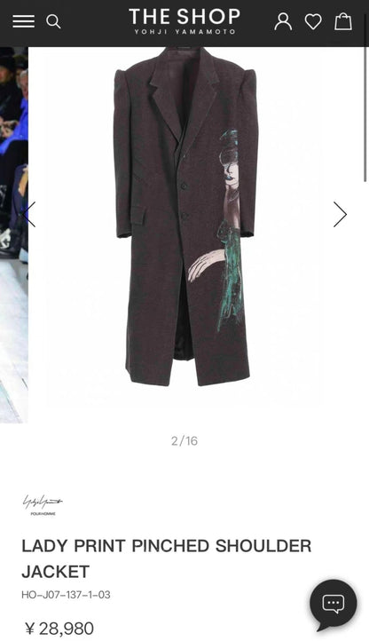 Yohji Yamamoto 24AW Lady Print Jacket