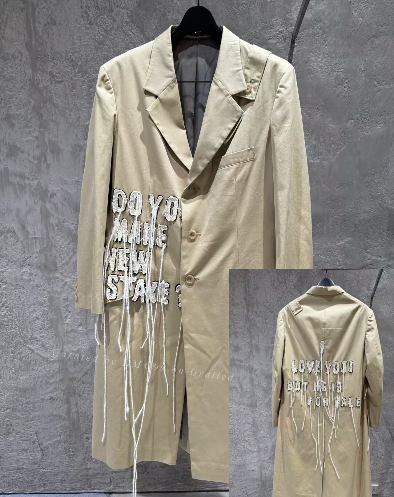 Yohji Yamamoto 24AW Slogan Fringe Coat