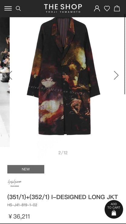 Yohji Yamamoto 24ss Oil Painting Coat