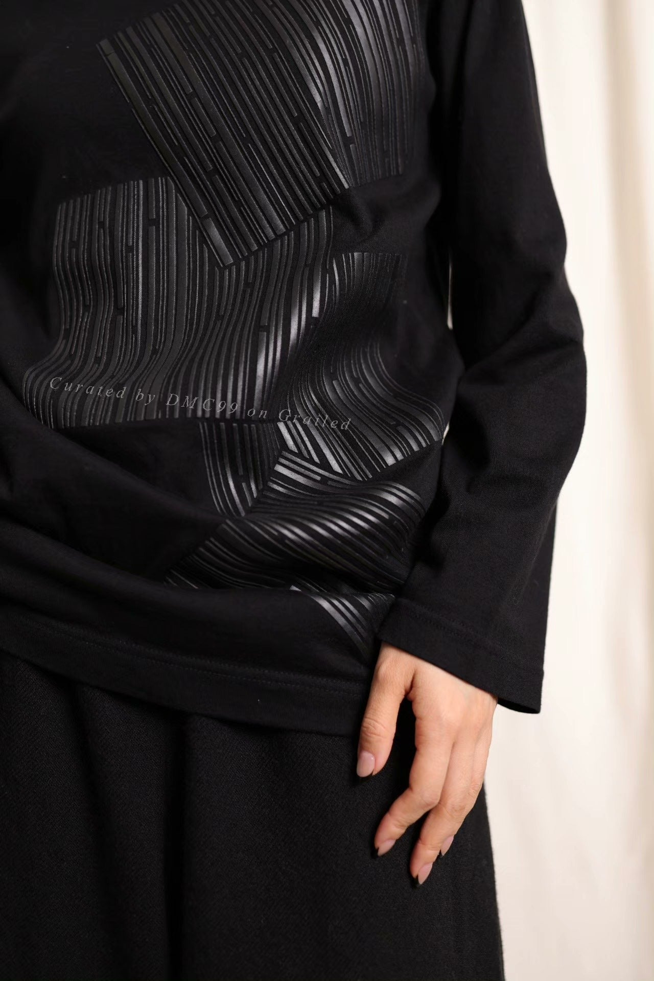 Y's by Yohji Yamamoto Barcode Print Top