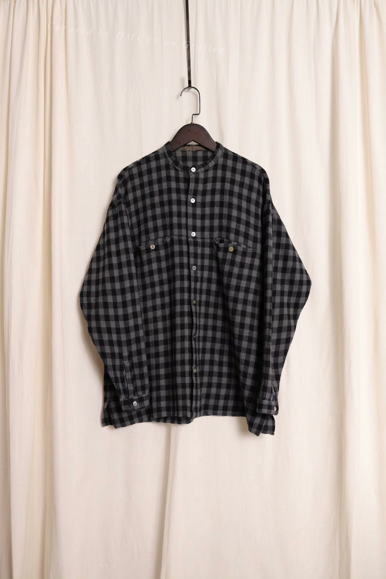 Y's for men Check Stand Collar Shirt