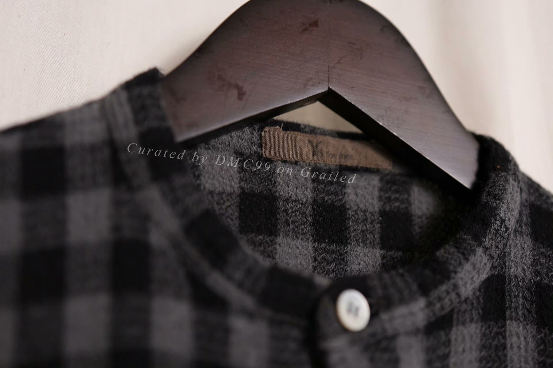Y's for men Check Stand Collar Shirt