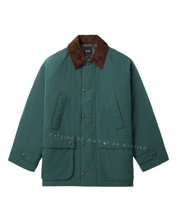 BEAMS Patchwork Collar Cargo Puffer Jacket