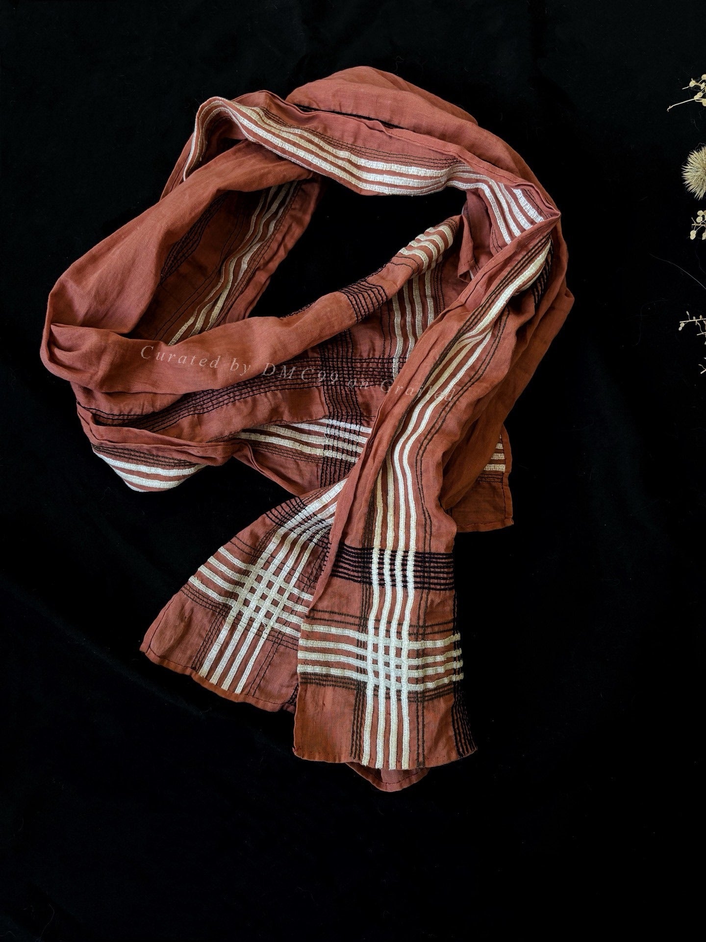 Dries Van Noten 90s Terracotta Cotton Scarf