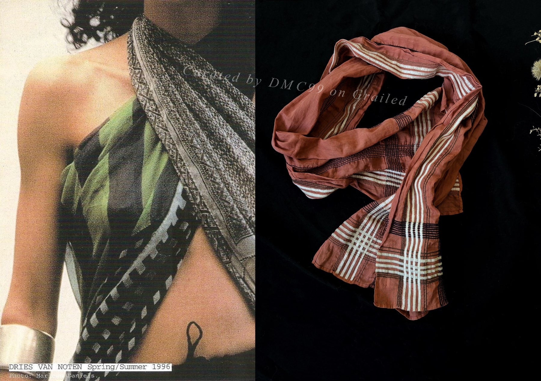 Dries Van Noten 90s Terracotta Cotton Scarf